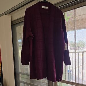 Kasper Deep Burgundy Cardigan Sweater